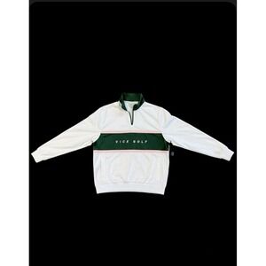 Vice Golf 1/4Zip Pullover Fleece Sz L Pink/Green Long Sleeve Side Vented Classic